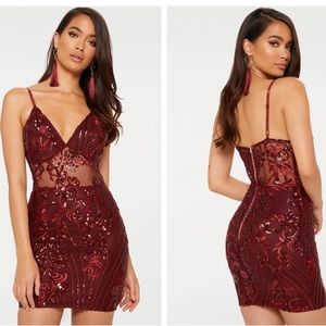 Burgandy Sheer sequin dress